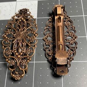 Finding: Copper Filigree barrettes(2)